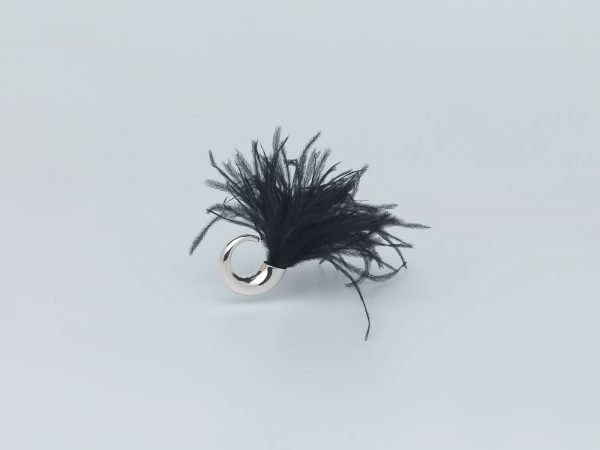 ANELLO ANEMONE PIUMA NERA - immagine 3